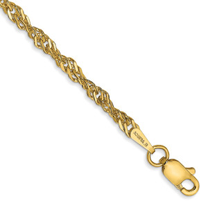 14K 9 inch 2.75mm Lightweight Singapore with Lobster Clasp Anklet