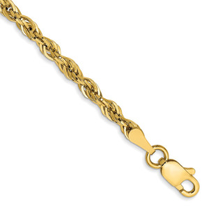 14K 9 inch 2.8mm Semi Solid Rope with Lobster Clasp Anklet