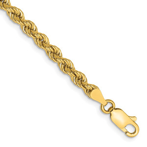 14K 9 inch 3.65mm Regular Rope with Lobster Clasp Chain