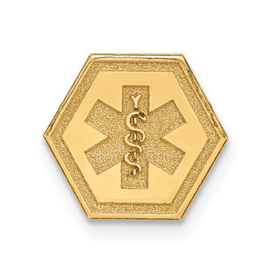 14k 9.5mm Hexagon Non-enameled Attachable Medical  Jewelry Emblem