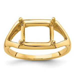 14k 9x7mm Emerald-cut East-West Gemstone Ring Mounting