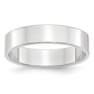 10k White Gold 5mm Lightweight Flat Wedding Band Size 9.5