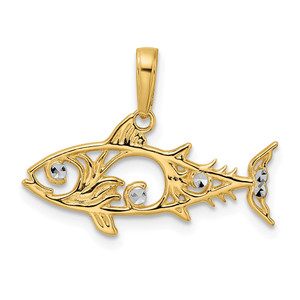 14k and White Rhodium D/C Fish Pendant - M2-D2FE8FC0-1696