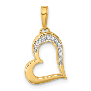 14k and White Rhodium D/C Heart Pendant