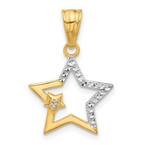 14K and White Rhodium D/C Stars Pendant - C4-7F70DB2E-4602