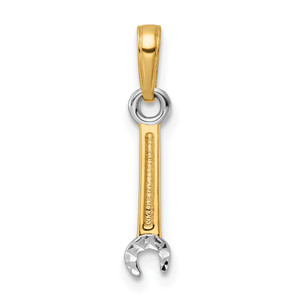 14k and White Rhodium D/C Wrench Pendant
