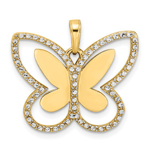 14k and White Rhodium Diamond-cut Butterfly Pendant - M2-53FC98A8-9741