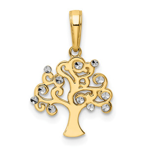 14k and White Rhodium Diamond-cut Tree of Life Pendant - M2-3250C67B-4386