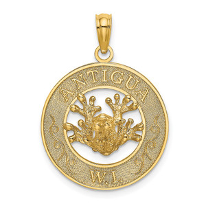 14K ANTIGUA, W.I. Circle w/ Frog Charm