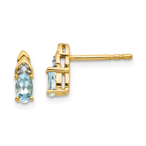 14k Aquamarine and Diamond Earrings - XB-7ED80110-9140
