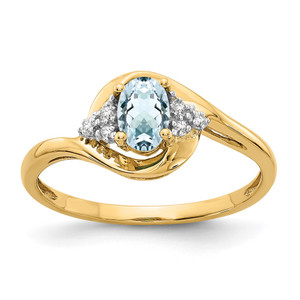 14k Aquamarine and Diamond Ring - XB-FCAD6E03-5845
