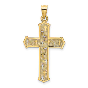 14K Arrow Tip Cross W/ Cross Accents Charm