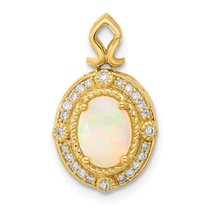 14k Austrian Opal and Diamond Pendant - XP-143AFAFD-1396