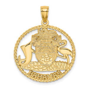 14K BAHAMAS Crest In Textured Frame Charm