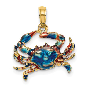14K Blue Enamel Crab Charm - K7-ECBEA634-6524