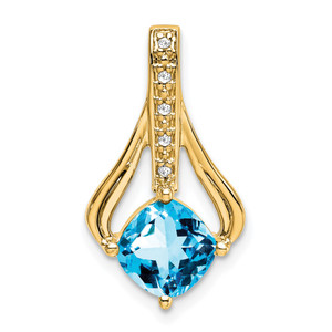 14k Blue Topaz and Diamond Pendant - PM-B31CA095-4855