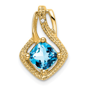 14k Blue Topaz and Diamond Pendant - PM-E283C405-7763