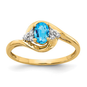 14k Blue Topaz and Diamond Ring - XB-F4D70A83-7492
