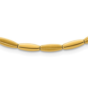 14k Brushed and Polished 4mm Fancy Oval Bar Link 16.75 inch Necklace