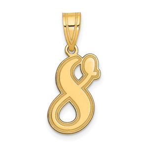 14k Brushed Border Script Number 8 Pendant