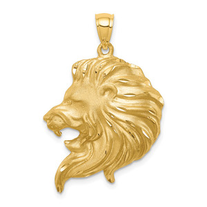 14K Brushed Diamond-cut Lion Head Pendant - D4-D7C39F87-3611