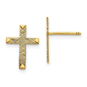 14k Brushed Finish Cross Earrings - RE-02E1B597-8124