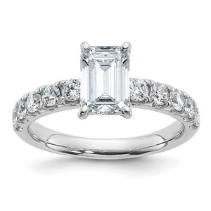 14k Certified 2 1/5 carat Lab Grown Diamond VS+ F+ Emerald Complete Engagement Ring