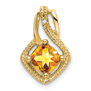 14k Citrine and Diamond Pendant - PM-7278C4E3-5072