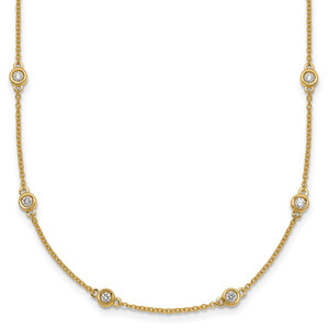 14k Complete 1/2 carat Bezel-set Diamond and Cable Chain 16-Station 16 inch Necklace