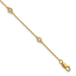14k Complete 1/6 carat Bezel-set Diamond and Cable Chain 5-Station 7 inch Bracelet