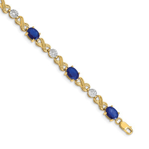 14k Complete Diamond and Oval Sapphire Infinity Link 7.25 inch Bracelet - BM-A2239D76-6188