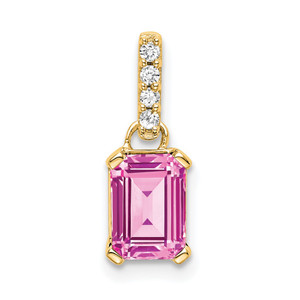 14K Created Pink Sapphire and Diamond Pendant - PM-1392F424-3184