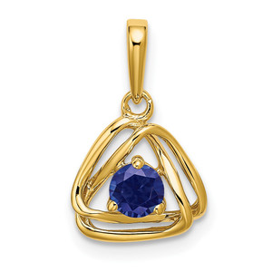 14k Created Sapphire Triangle Pendant