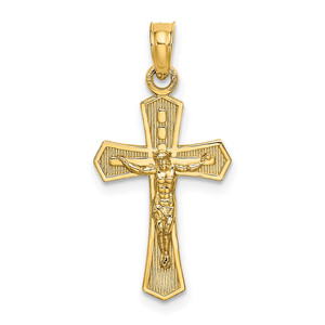 14K Crucifix W/ Beveled Edges Charm