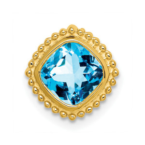14k Cushion Blue Topaz Chain Slide