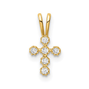 14K CZ Cross Pendant - YC-D8474E38-5937
