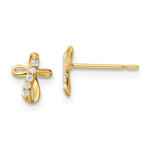 14k CZ Cross Post Earrings - YE-18D8A2AC-4684