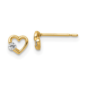 14k CZ Heart Post Earrings - YE-EB607360-2632