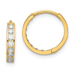 14K CZ Hinged Hoop Earrings - YE-297D992D-9869