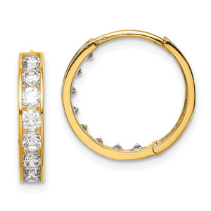 14K CZ Hinged Hoop Earrings - YE-977E5F54-5597