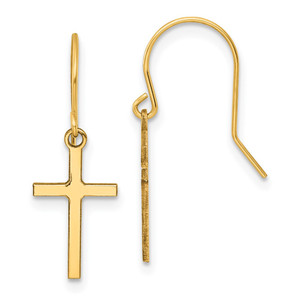 14k Dangle Cross Shepherd Hook Earrings - TM-BBF111C4-4917