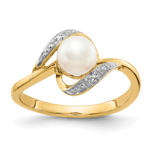 14k Diamond and FW Cultured Pearl Ring - Y1-B8BCE36F-3426