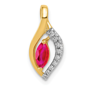 14k Diamond and Marquise .32 Ruby Pendant