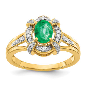 14k Diamond and Oval Emerald Ring - RM-EDBB4B0C-3673