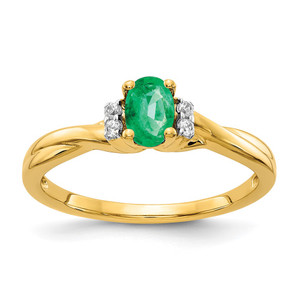 14k Diamond and Oval Emerald Ring - RM-F5395EA3-6953