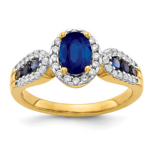 14k Diamond and Oval Sapphire Ring - RM-3685A3C0-4811