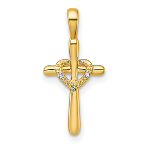 14k Diamond Cross w/Heart Pendant - PM-9110E554-7640