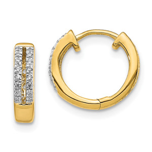 14k Diamond Hinged Round Hoop Earrings