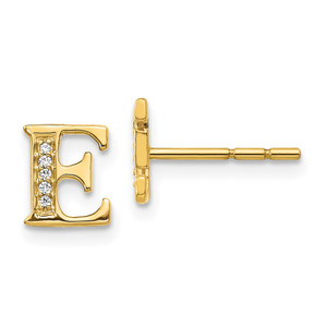 14k Diamond Initial E Earrings