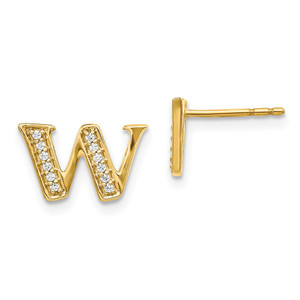 14k Diamond Initial W Earrings
